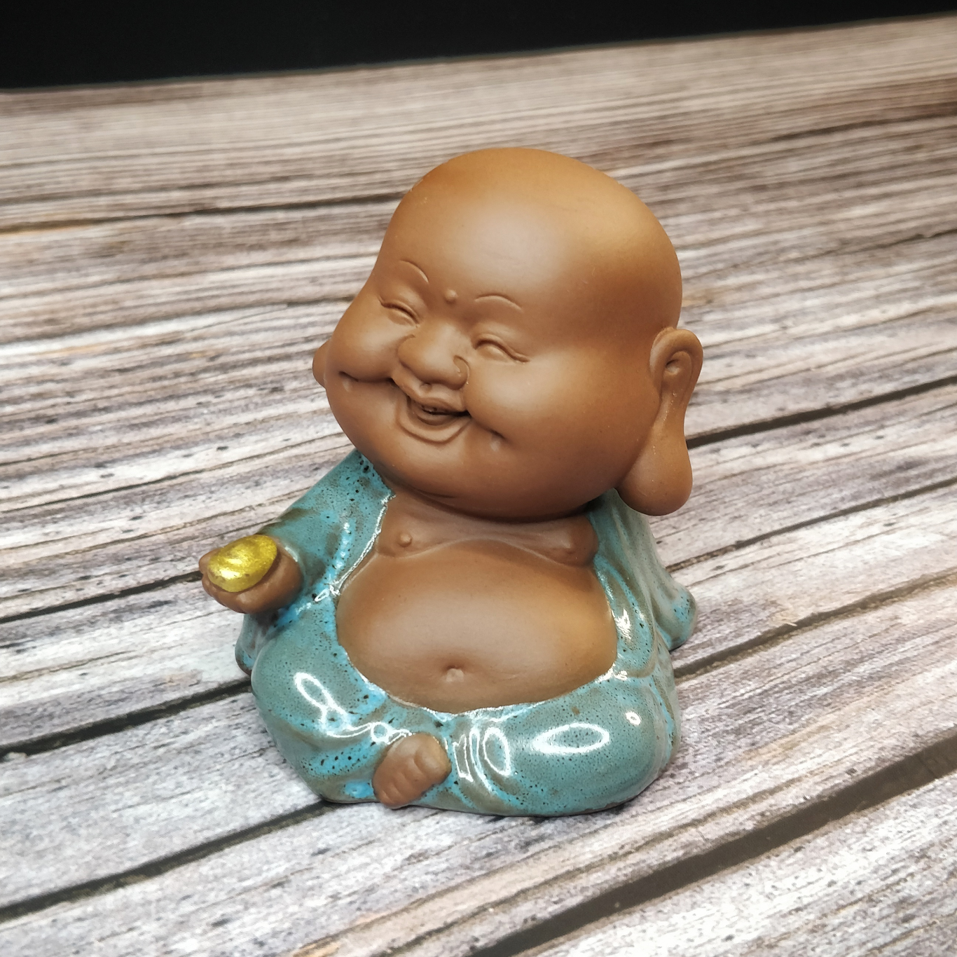 Чайная фигурка Хотей и жемчужина, глина, глазурь